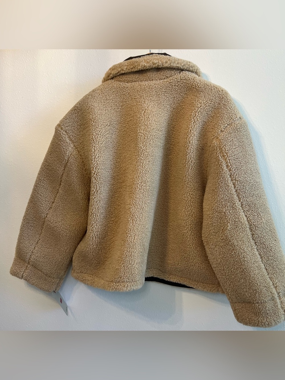 Levi's Tan Sherpa Bomber Jacket with Brown Trim - Picture 9 of 11
